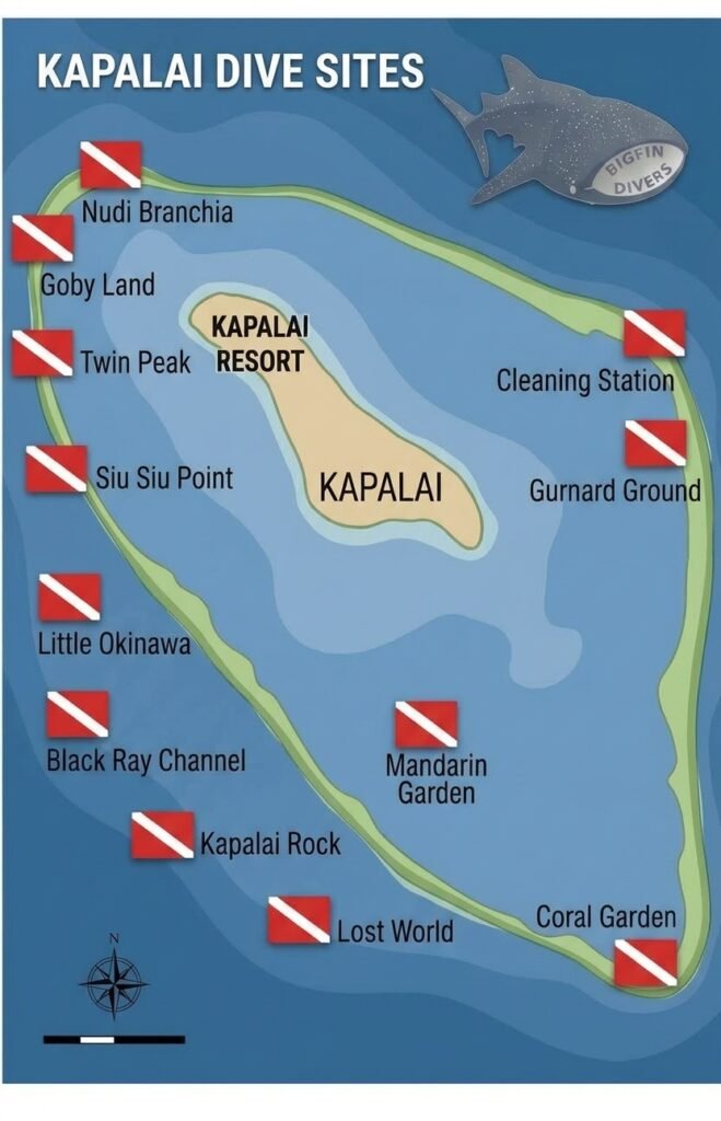 Kapalai dive site map Semporna